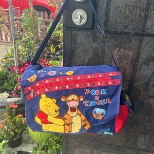 Rare 90s Vintage Disney Winnie the Pooh & Tigger zippered messenger Diaper Bag